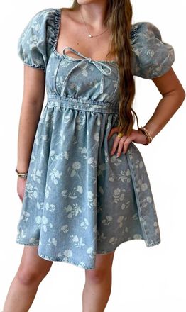 Blu Pepper Charleigh Floral Denim Mini Dress In Blue