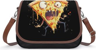 Generic Startled Pizza Slice Womens Crossbody Bag Fashion Shoulder Handbags Message Tote Bag with Adjustable Strap