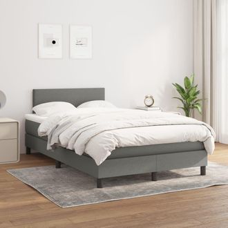 vidaXL Vidaxl - Cama Box Spring Con Colch&oacute;n Tela Gris Oscuro 120x200 Cm