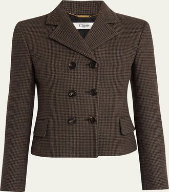 Chloé Houndstooth Wool Top Coat
