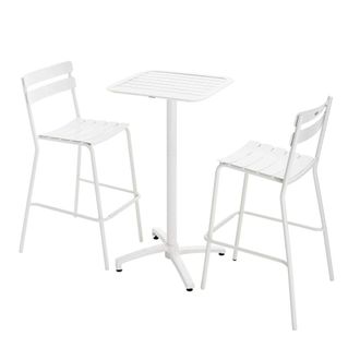 Oviala Conjunto de mesa alta reclinable y 2 sillas altas en aluminio blanco