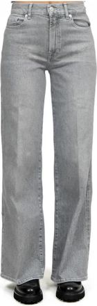 7 For All Mankind High-Rise Katoen Wide Leg Jeans - Dames - Loose Fit Jeans - Grijs - W32 - Katoen - Jeans