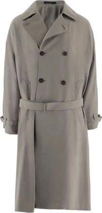 Giorgio Armani Trench Doppiopetto Over - Dames - Mantels - Grijs - Maat: 2XL Satijn