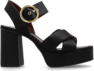 See By Chlo&eacute; Plateau Sandalen - Dames - Sandalen met hakken - Zwart - 40 EU - Leer - Schoenen