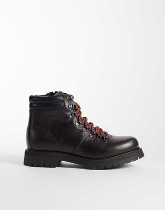 Tommy Hilfiger Windham stivali outdoor in pelle marrone scuro