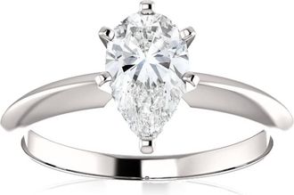 Pompeii3 1 Ct Pear Shape Diamond Engagement Ring Lab Grown 14k White Gold