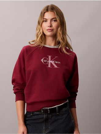 Calvin Klein Jeans Calvin Klein Womens Monologo Fleece Relaxed Sweatshirt - Red - XL