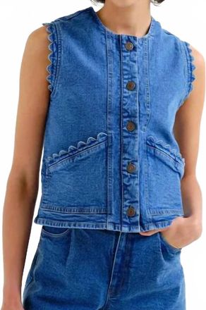 Compa&ntilde;&iacute;afant&aacute;stica Crew Neck Vest In Blue Denim