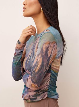 Icone Womens Cropped gathered micromesh T-shirt