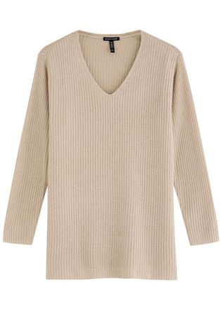 Eileen Fisher Eileen Fisher Ribbed Cotton Jumper - Cream - M (UK 14-16 / L)