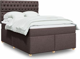 vidaXL Cama Box Spring Con Colch&oacute;n Tela Marr&oacute;n Oscuro 140x200 Cm Vidaxl