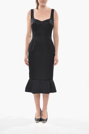 Marni Satin Sheath Dress with Ruffled Hem Marni