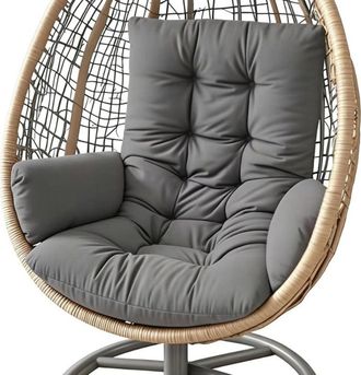OEM Coj&iacute;n Grueso Con Forma De Huevo Para Silla: Cojines De Repuesto Impermeables Y Suaves Para Columpios De Jard&iacute;n O De Interior (gris Oscuro, 120 X 60 X 