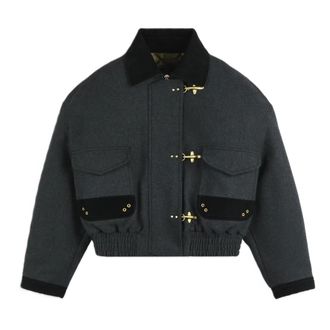Fay 3-Hook Crop Bomberjack - Dames - Jassen - Grijs - Maat: S Katoen