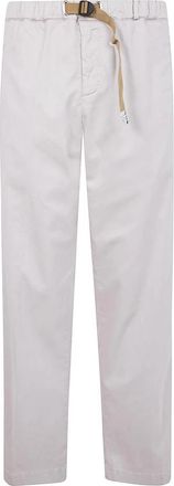 White Sand Broek van katoenen keperstof met riem - Heren - Straight fit broeken - Roze - L - Katoen - Broeken