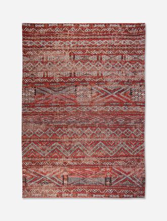 Louis De Poortere Dise&ntilde;o Kilim - Alfombra Cl&aacute;sica Anticuaria - Hecha En B&eacute;lgica - Acabado A Mano - Antideslizante Natural - Algod&oacute;n - Lana - Rojo Fez - 140 X 200 Cm