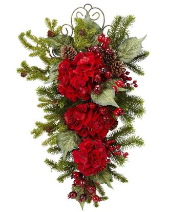 Nearly Natural 27In Christmas Hydrangea Teardrop