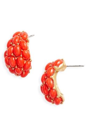 Kenneth Jay Lane Cabachon Hoop Earrings in Gold/Orange at Nordstrom