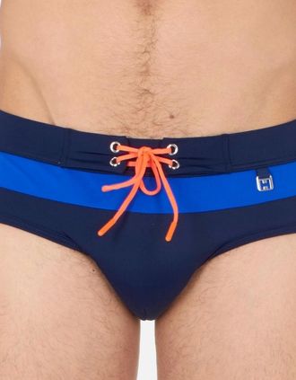HOM Hom Mens Barbado Swim Midi Briefs, Navy - Size: 37/36/32