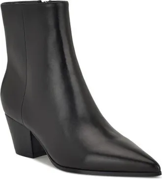 Nine West Savie Block Heel Bootie in Black Leather at Nordstrom, Size 6.5