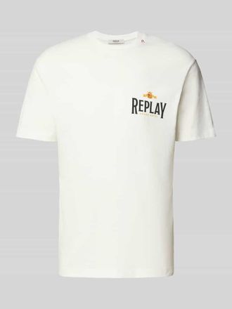 Replay Regular Fit T-Shirt aus reiner Baumwolle mit Logo-Print in Offwhite, Gr&ouml;&szlig;e S