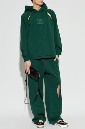 Dolce & Gabbana Sweatshirt With Decorative Slits, Mens, Green