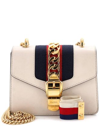 Gucci White Leather Sylvie Chain Shoulder Bag Mini (Authentic Pre-Loved)