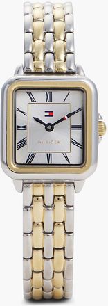 Tommy Hilfiger Womens 24MM Rectangle Dial Dress Watch - Silver White
