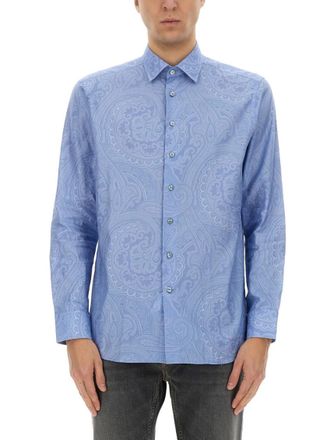 Etro Blue Regular Paisley Shirt