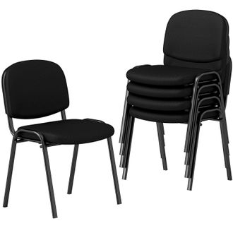 Costway Costway Set of 5 Waiting Room Chairs Stackable Reception Guest Chairs in Black