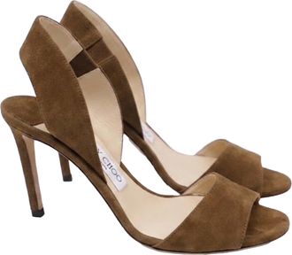 Jimmy Choo London Slingback Sandal Heels in Brown Suede