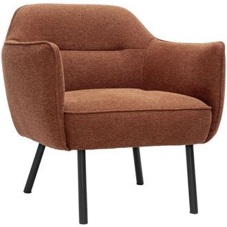 Miliboo Poltrona design in tessuto effetto velluto texture terra bruciata e metallo nero LAURENS