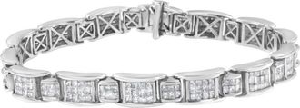House of Brilliance 14K White Gold 5Cttw Diamond Alternating Station Tennis Bracelet at Nordstrom