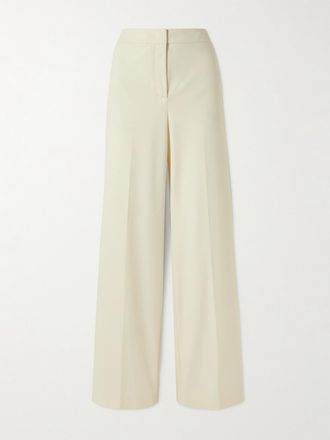 Max Mara Pantaloni A Gamba Larga In Misto Cotone Orche - Bianco