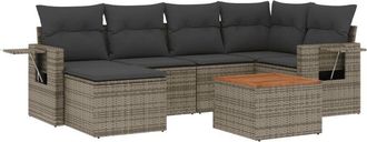 vidaXL Vidaxl - Set De Sof&aacute;s De Jard&iacute;n 7 Piezas Con Cojines Rat&aacute;n Pe Gris