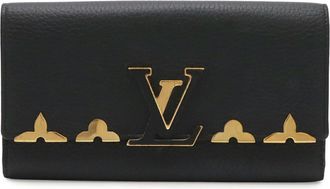Louis Vuitton Black Noir Leather Long Wallet (Bi-Fold) (Pre-Owned)