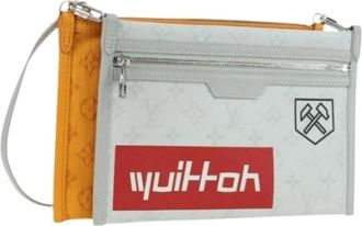 Louis Vuitton Pre-owned Flat Messenger Schoudertas - Dames - Vintage Clutch - Grijs - ONE Size - Vintage