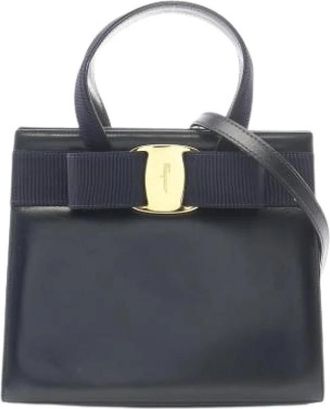 Ferragamo Pre-owned Handbag - Dames - Vintage Handtas - Blauw - ONE Size - Leer - Vintage