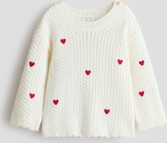H&M Cotton Jumper in Cream/hearts at Nordstrom, Size 12M