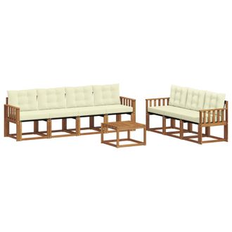 vidaXL Conjunto De Sof&aacute;s De Exterior Con Coj&iacute;n 8 Pcs Natural Y Crema Vidaxl