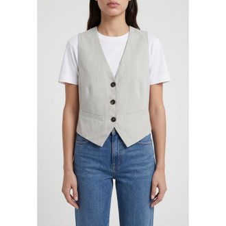 Brunello Cucinelli Light Grey Linen Blend Vest, Brand Size 46 (US Size 12)