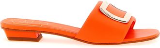 Roger Vivier Orange Lamb Leather Mid Heel Womens Pumps