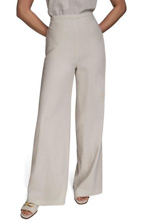 DKNY Linen Blend Wide Leg Pants in Cream at Nordstrom, Size Medium