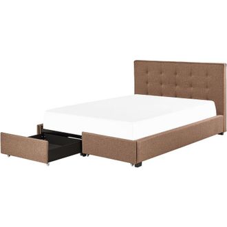 Beliani Beliani - Modern Fabric Bed Frame eu Super King Size 6ft with Storage Brown La Rochelle