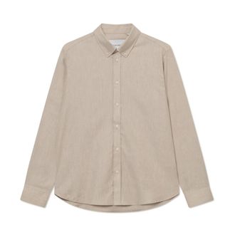 Les Deux Desert Shirt Klassiek Button-Down Overhemd - Heren - Overhemden - Beige - Maat: S Katoen