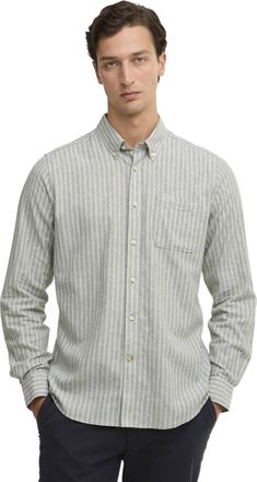Barbour Overhemd groen gestreept linnen Barbour Tailored fit