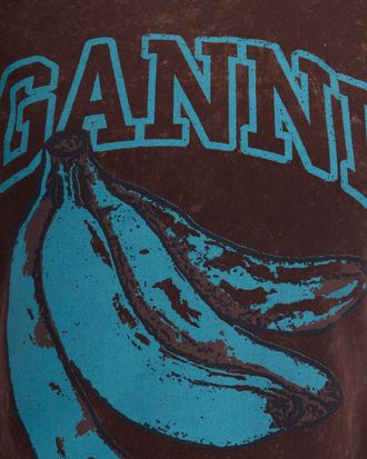 Ganni Womens T-Shirt Baby Fit Banana Chicory Coffee Organic Cotton T-Shirts & Jerseys