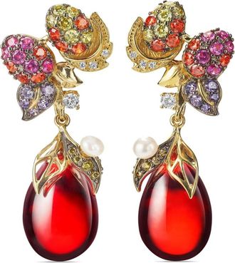 Anabela Chan 18kt yellow gold vermeil Goldenberry multi-stone earrings - women - Freshwater Pearl/Lab-Grown Simulated White Diamond/Lab-Grown Sim