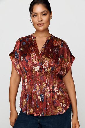 Pilcro Linden Silken Pleated Waisted Blouse by Pilcro