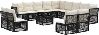 vidaXL Conjunto De Sof&aacute;s De Jard&iacute;n 14 Uds. Negro Rat&aacute;n Sint&eacute;tico Vidaxl